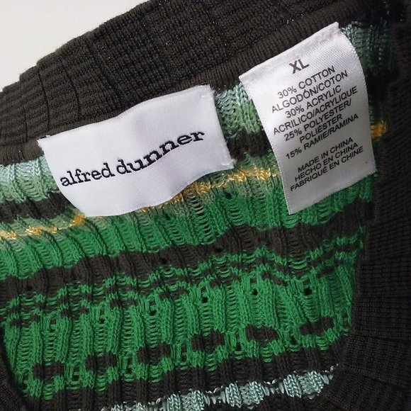 Alfred Dunner Textured Cable Knit Top Sweater Ladies-XL Long Sleeve Striped Bold - Picture 7 of 8